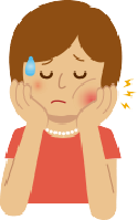 腫れてる頬を押さえてる女性のイラスト