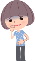 口を手で覆ってる女性のイラスト
