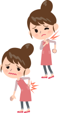 肩と腰に手をあててる女性のイラスト